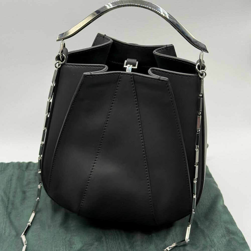 Eddie Borgo Mini Pepper Pochette Calf Leather Sterling Silver Designer Tulip Bag - Picture 5 of 13